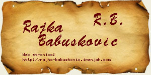 Rajka Babušković vizit kartica
